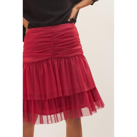 Anthropologie Maeve Tiered Tulle Mini Skirt - Picture 2 of 11